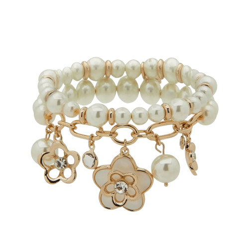 PEARL TONE CHARM BRACALET