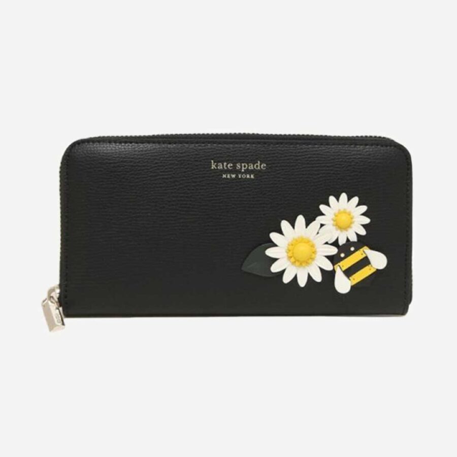 Billetera Black Multi Flowers and Bees