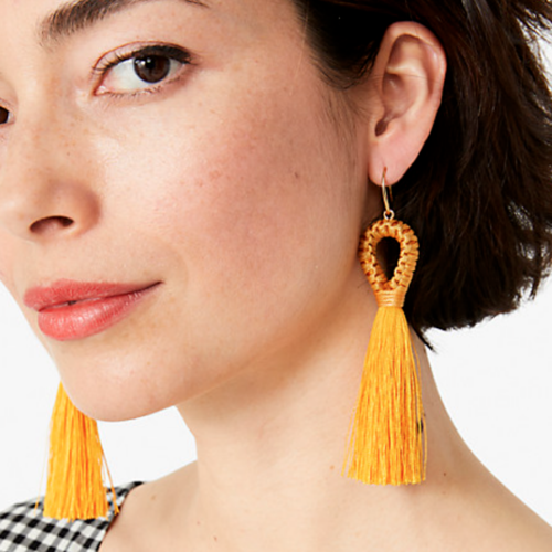 Raffia Tassel Statement Large Earrings - Imagen 2