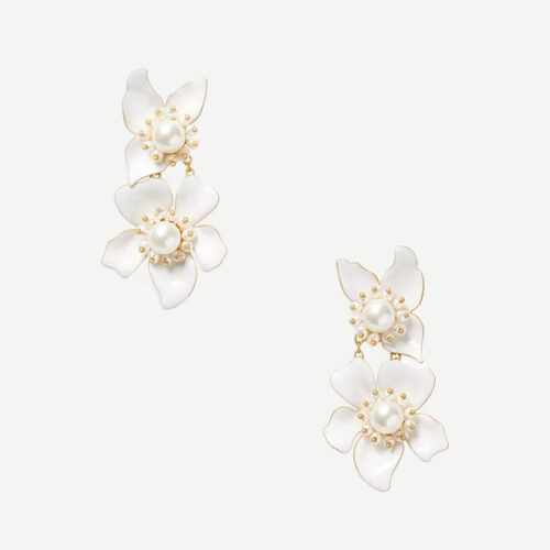 Flora Statement Earrings / ARETE ESMALTADO BLANCO KATE SPADE