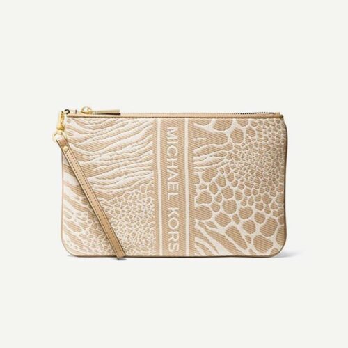Jet Set Large Animal Jacquard Wristlet