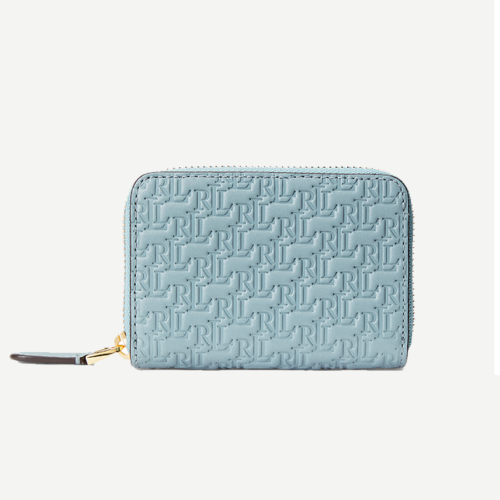 Debossed Leather Zip Wallet