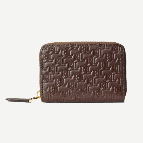 Debossed Leather Zip Wallet