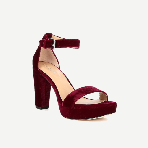 Sylvia Velvet Platform Dress Sandals Garnet