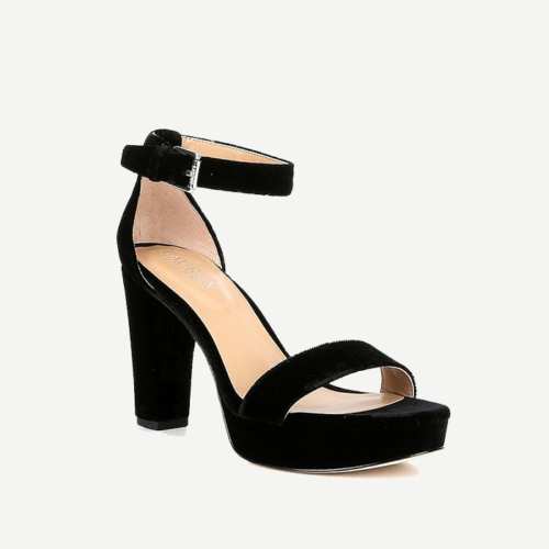 Sylvia Velvet Platform Dress Sandals Black