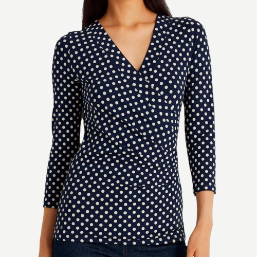 Blusa M/L - Ralph Lauren Women - Alayja Mid Sleeve Pullover - Navy/Cream - Imagen 2