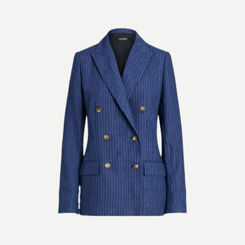 Blazer de lino con doble botonadura a rayas diplomáticas - Imagen 3