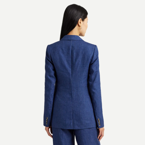 Blazer de lino con doble botonadura a rayas diplomáticas - Imagen 2