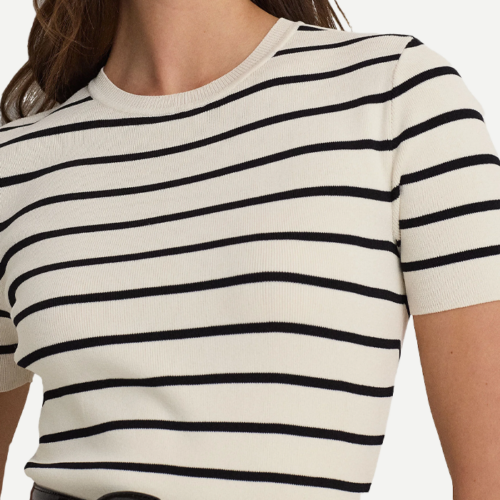 Camisa - Striped Short-Sleeve Cropped Jumper - Imagen 3