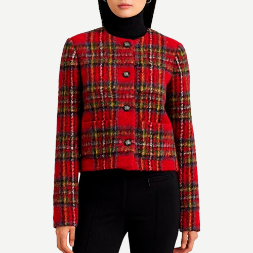 Chaqueta corta de mohair a cuadros Lauren