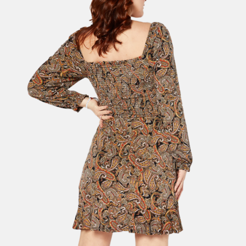 Vestido Corto MK- Paisly Smocked Mini Large Sleeve Dress - Imagen 3