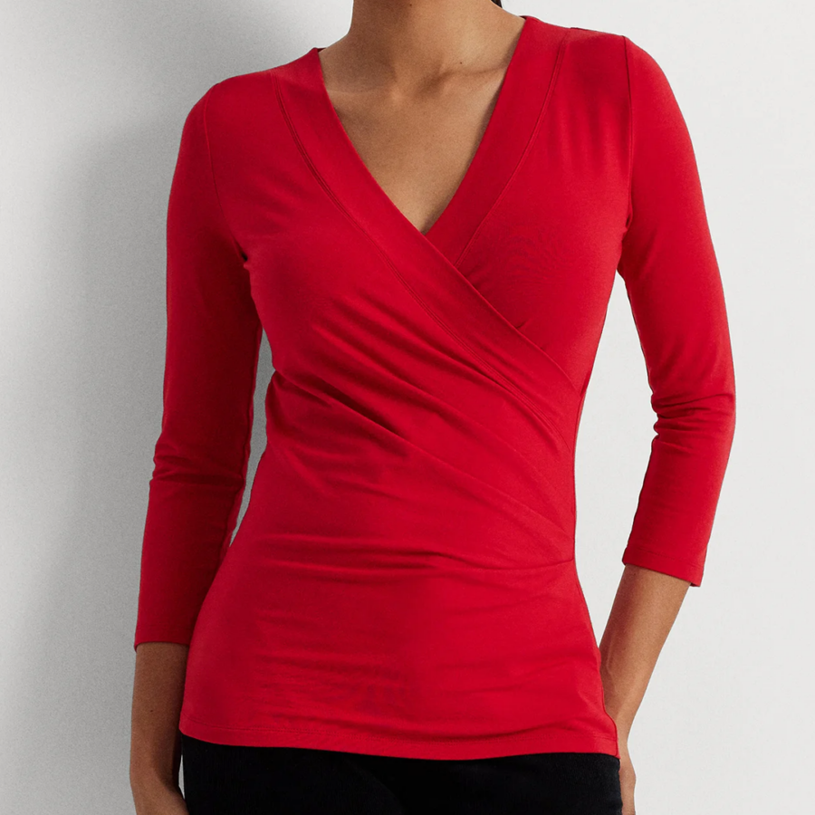 Lauren Blusa Rojo Slim Fit