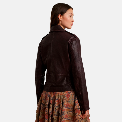Chaqueta de cuero - Lauren BELTED BURNISHED LEATHER - pinot noir - Imagen 2
