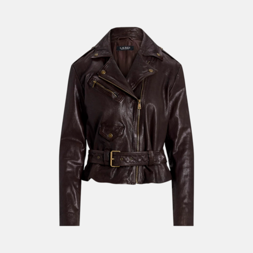 Chaqueta de cuero - Lauren BELTED BURNISHED LEATHER - pinot noir - Imagen 3