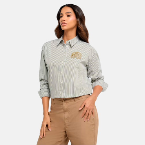 Camisa Lauren - KOTTA-LONG SLEEVE-BUTTON FRONT  Olive/White - Imagen 4