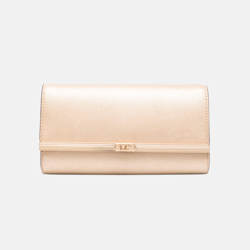 Bolsa de mano / Crossbody clutch en piel vacuna lisa Pale Gold