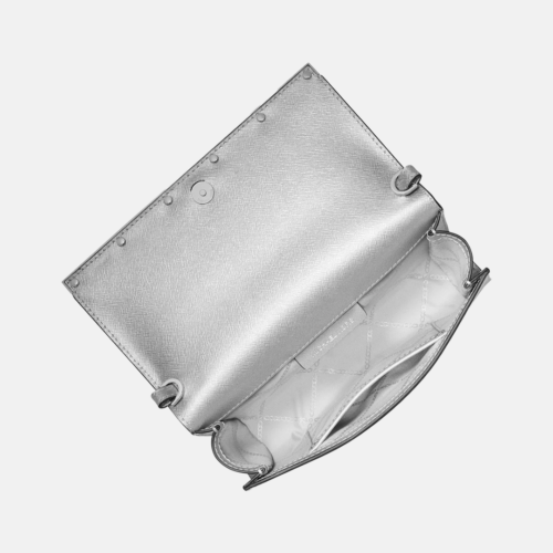 Crossbody MK Mona Large Metallic Saffiano - Silver - Imagen 2