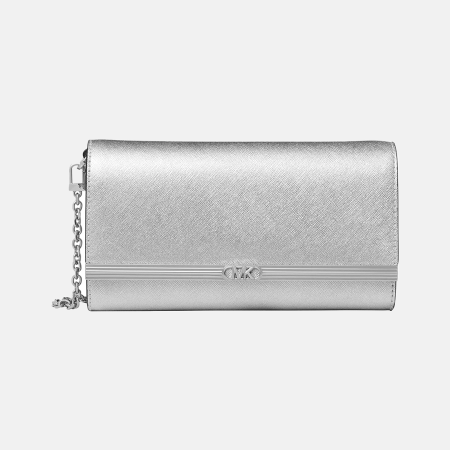 Crossbody MK Mona Large Metallic Saffiano - Silver