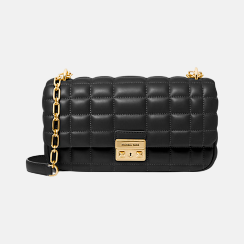 Bolso de hombro MK Tribeca grande de piel acolchada Negro