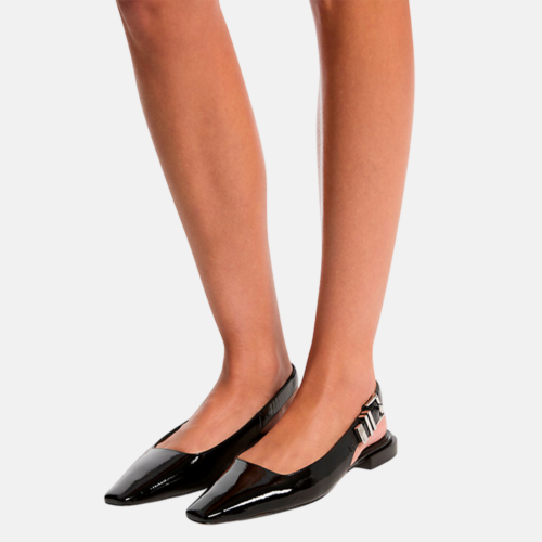 Flat MK Darrington Crackled Patent Leather - Black - Imagen 4