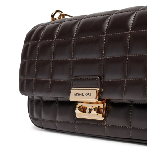 Bolso de hombro MK Tribeca grande de piel acolchada Chocolate - Imagen 2