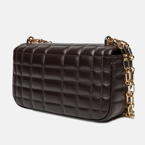 Bolso de hombro MK Tribeca grande de piel acolchada Chocolate - Imagen 4