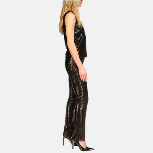 Pantalón MK Sequin Split Hem Pull-On Pant Black - Imagen 2