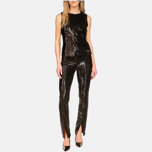 Blusa MK Sequin Crew Neck Sleeveless Tank Top Black - Imagen 2