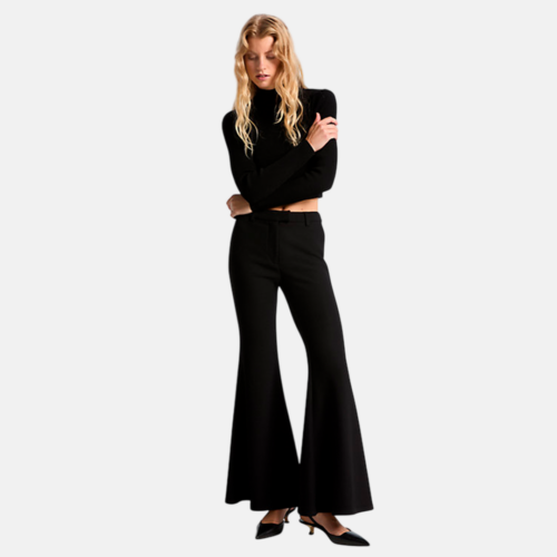 Pantalones Acampanados MK de crepé de punto doble Black