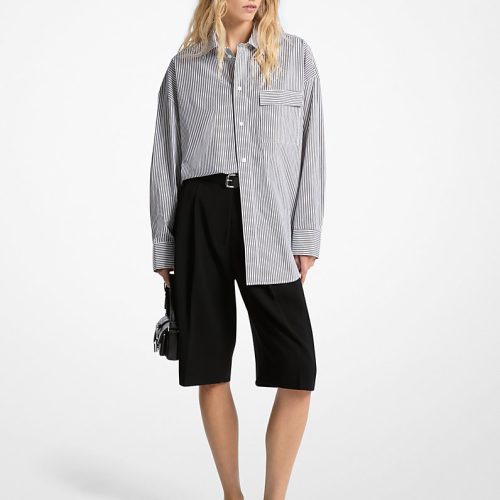 Camisa unisex stripe poplin shrt black/white