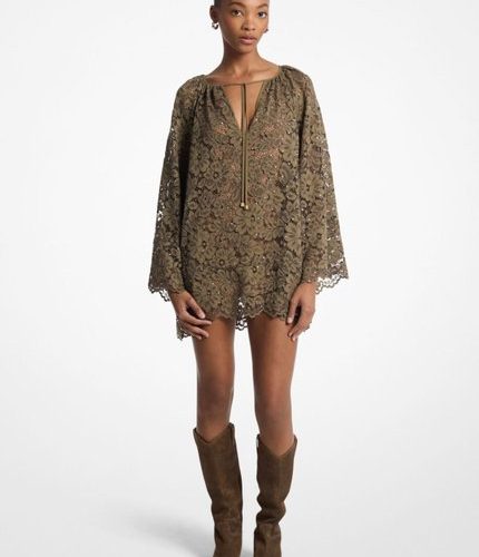 Vestido - Lace V Neck Dress Xl Safari Green