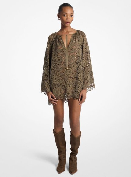 Vestido - Lace V Neck Dress S Safari Green - Imagen 1